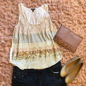 Express Sparkle Lace Tank Top